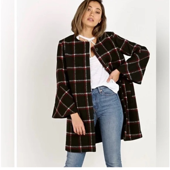 BB Dakota Hewes Flare Sleeve Check Jacket Women’s - Picture 3 of 5